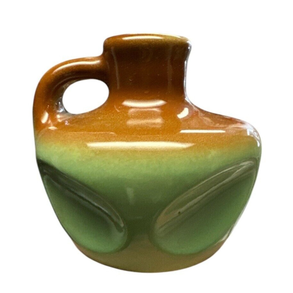 Vintage Emkay Candles Pottery Syracuse NY Candle Holder Jug Brown Green